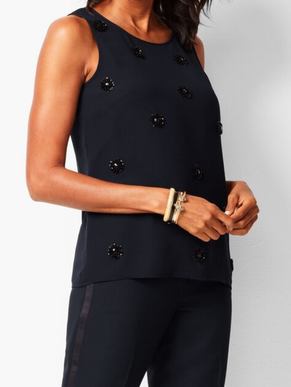 Talbots EMBELLISHED POLKA-DOT SHELL TOP